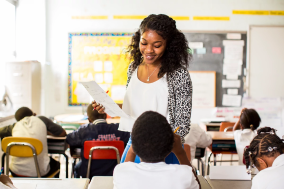 Classroom chat at student's desk