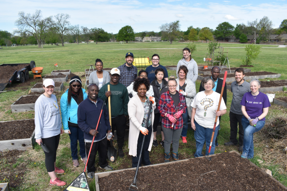 Digging a raised bed garden