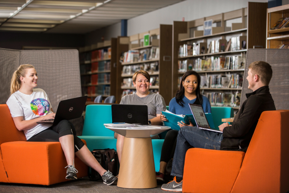 Pathways to College and the Workforce student discussion in library