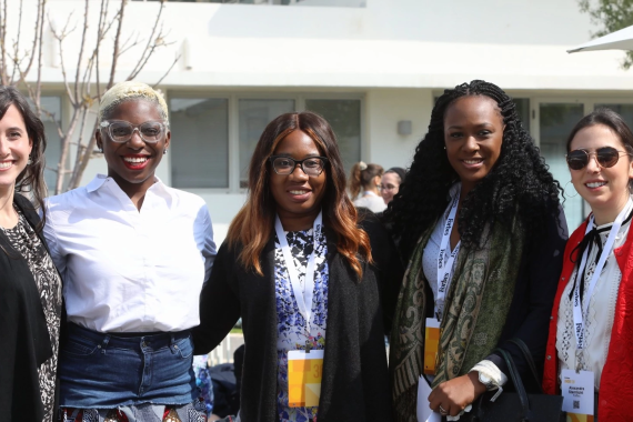 Five women smiling at the Forbes 30 Under 30 event