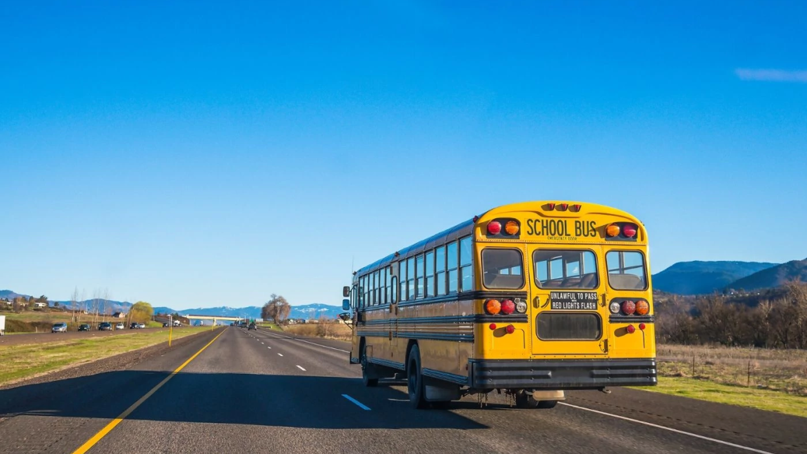 School bus on open road