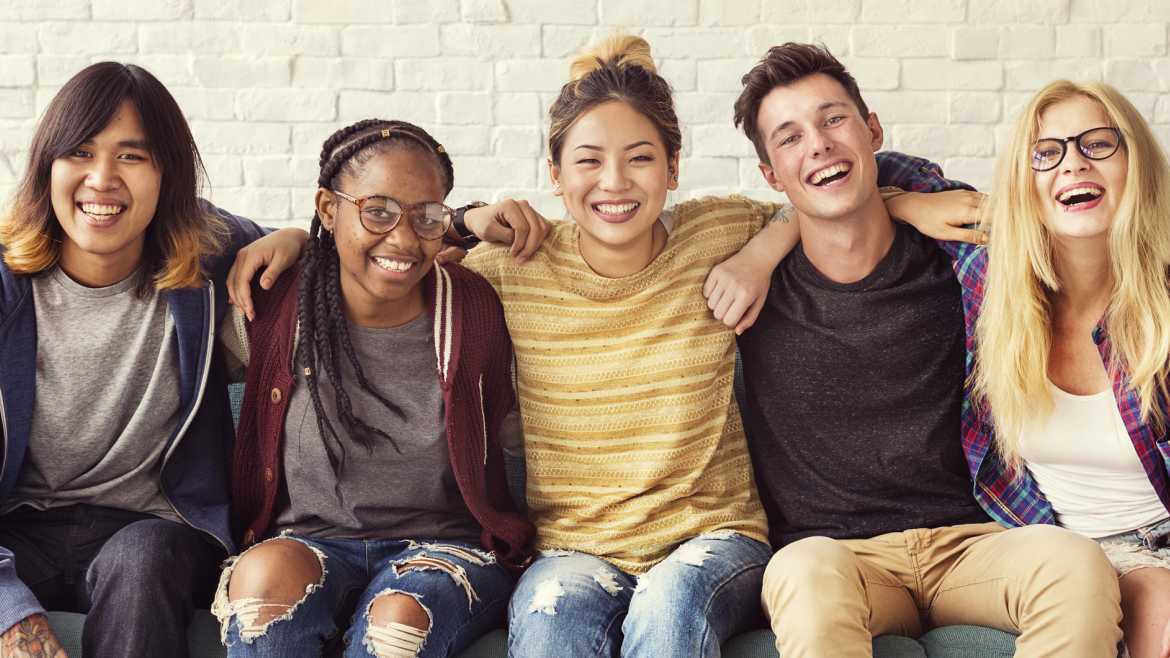 Smiling group of young people