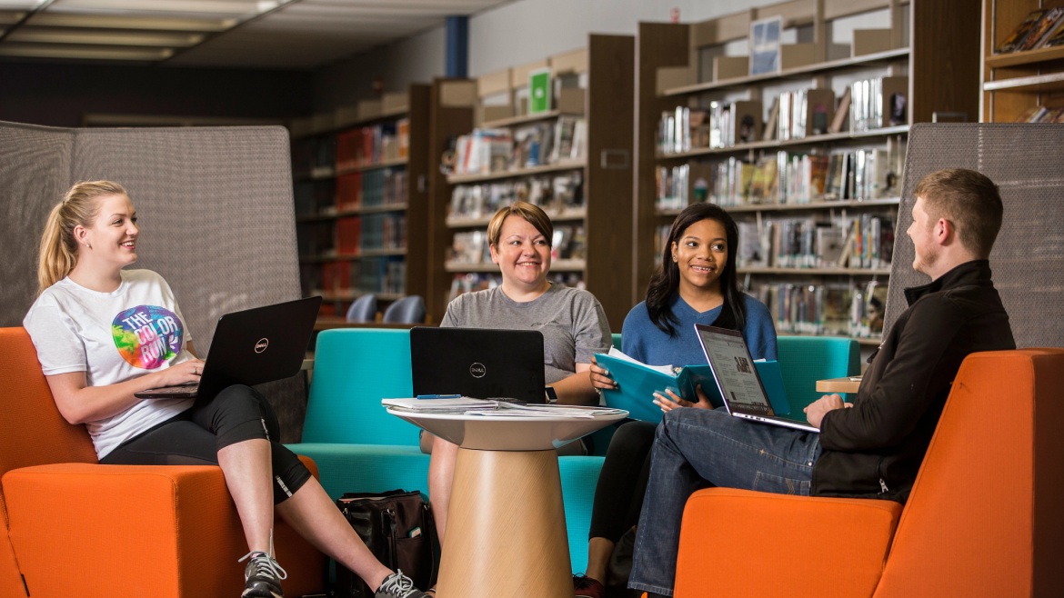 Discussion group in college library