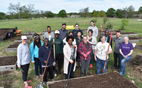 Digging a raised bed garden