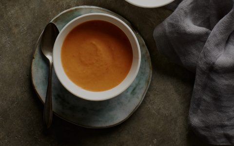 Pumpkin Apple Soup with Pomegranate Cream