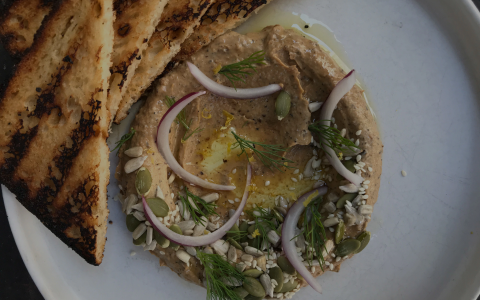 Roasted Cauliflower Hummus, Infused Extra Virgin Olive Oil